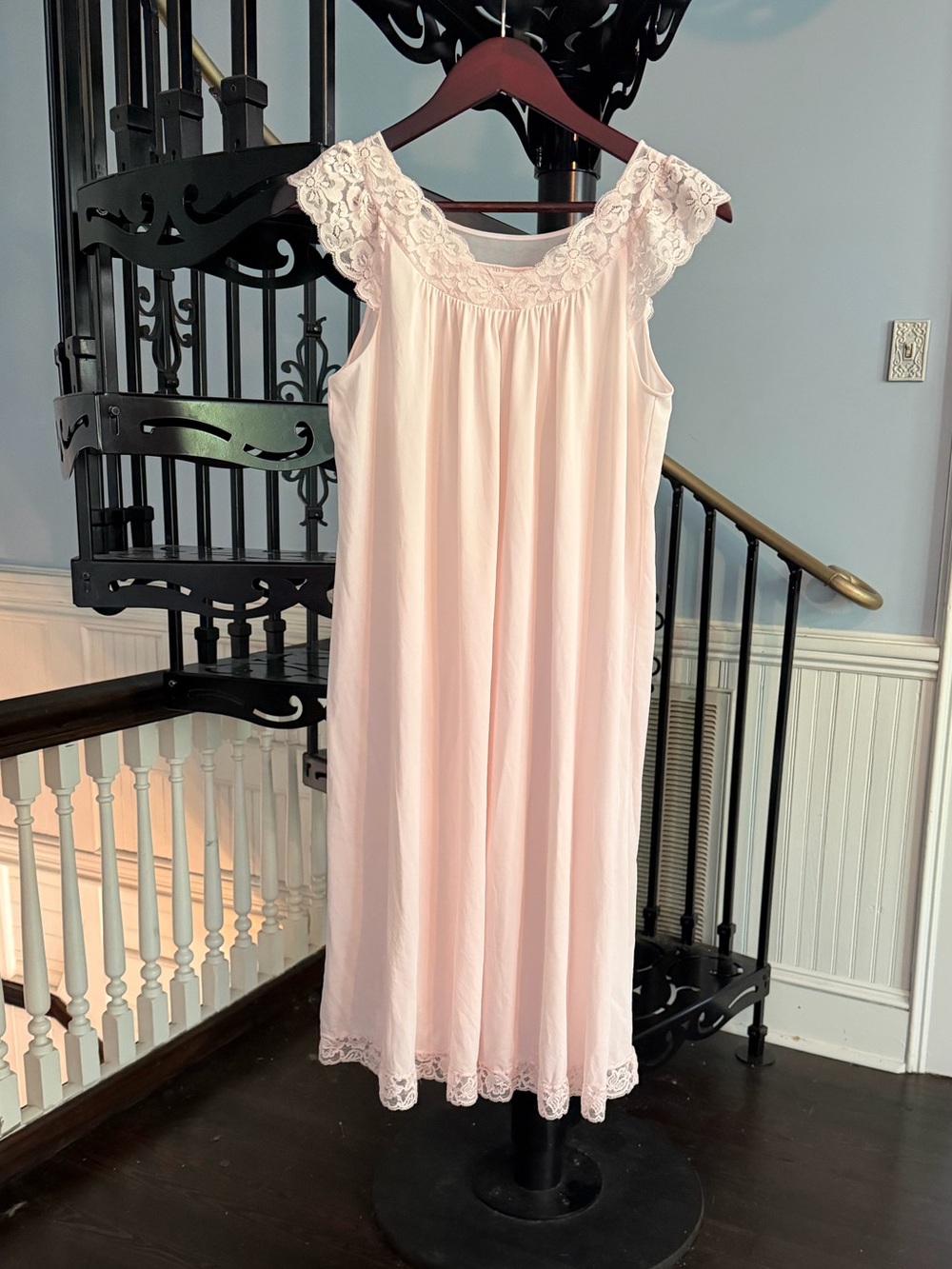 Vintage Shadowline baby pink nylon and lace nightgown S